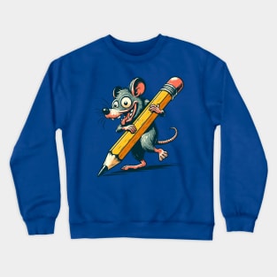 Crazy rat with a pencil Crewneck Sweatshirt